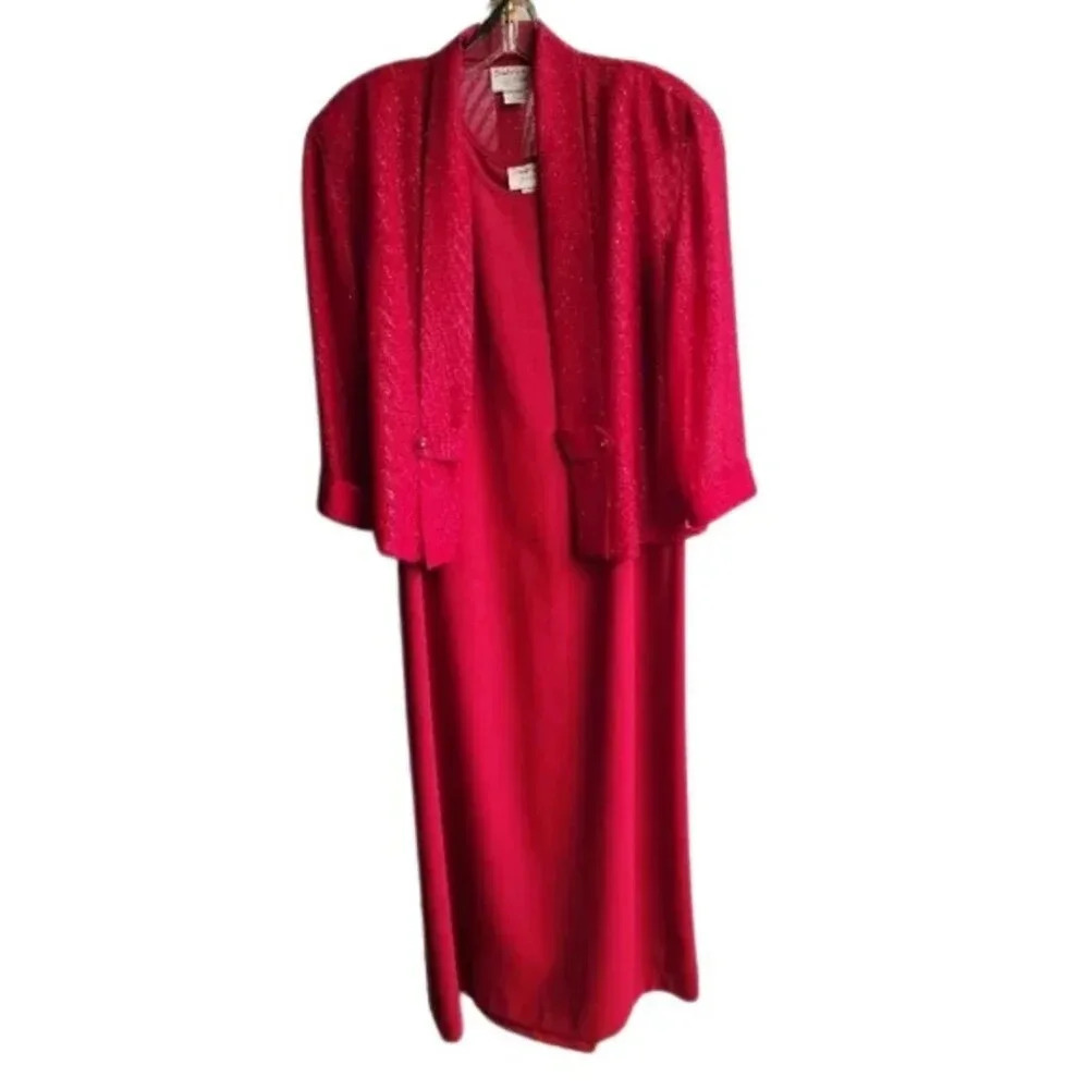 Tradition Petite Mother-of-the-Bride Two-piece  Red Glittery Dress Size 12